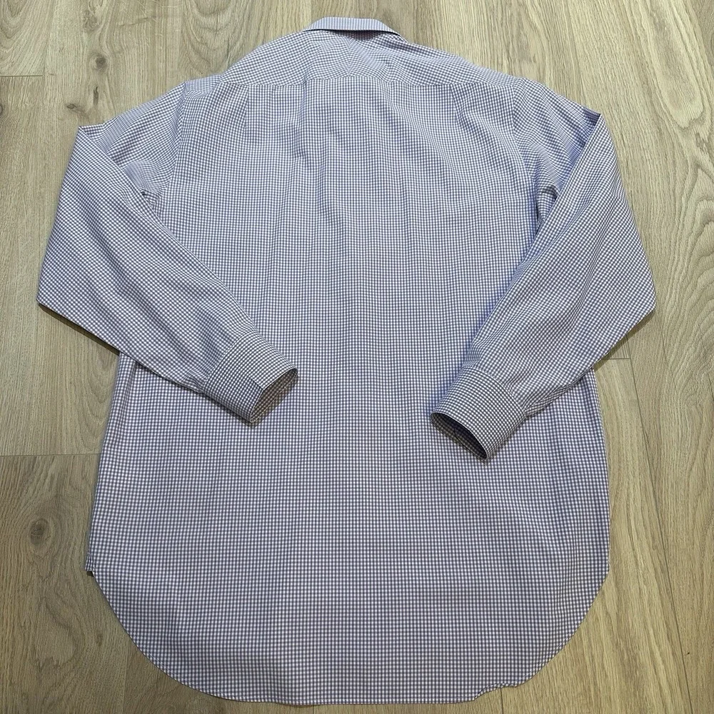 CHARLES TYRWHITT Slim Fit Purple White‎ Check Cotton Dress Shirt 16 - 35 EUC
